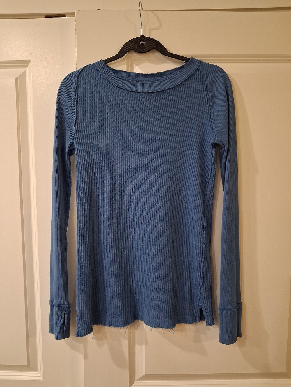 We The Free Blue Waffle Knit Long Sleeve